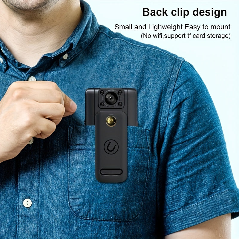 1pc Full 1080P Small Camera, Built-in 1000MAH Battery With Clip, Portable Cam With Night Vision, 4-5Hours Record, Suitable For Outdoor Sports, Travel Recording