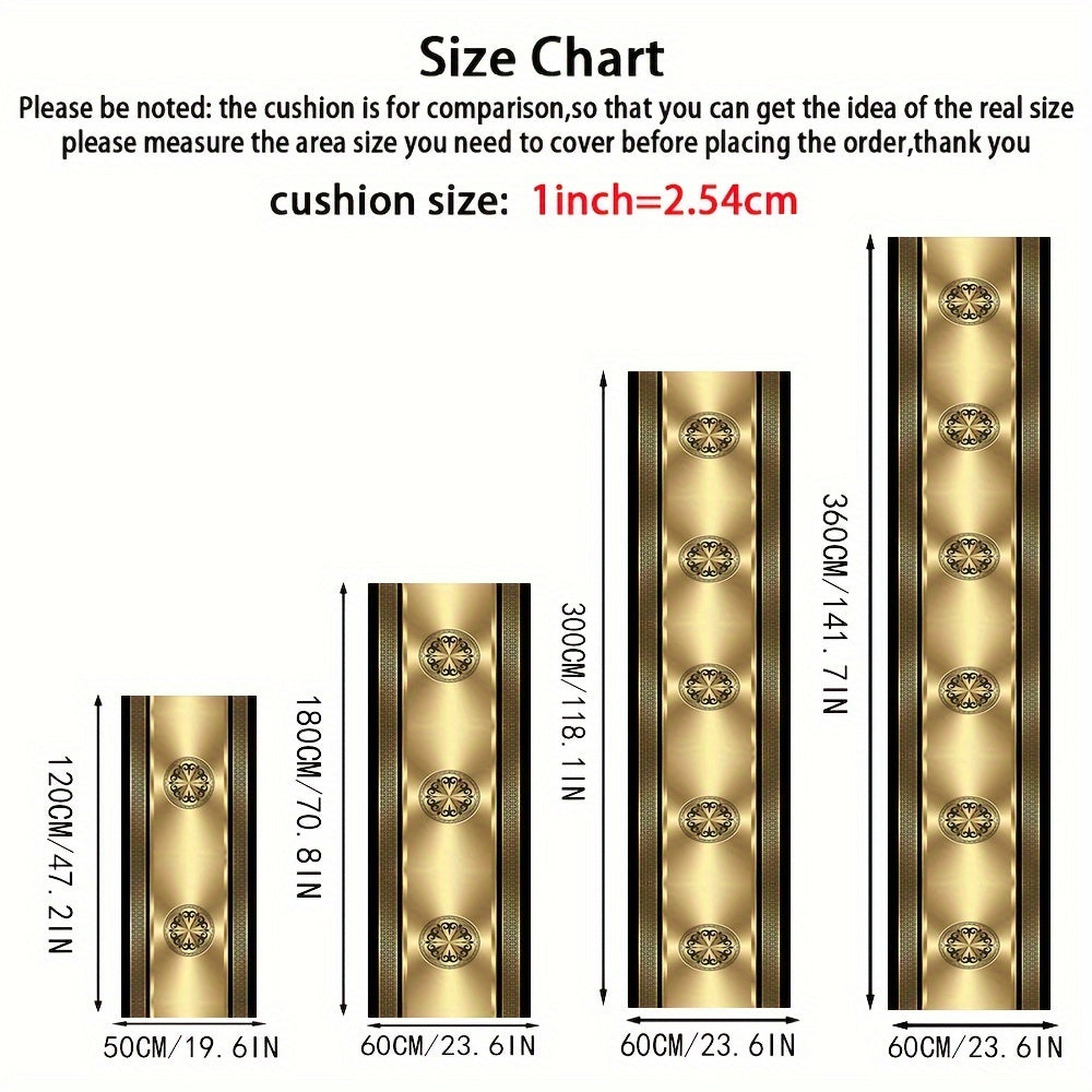 [Golden Diamond Velvet] European Style Luxurious Golden Diamond Velvet 1pc | Hotel Welcome Long Rugs, Villa Entrance And Corridor Golden Decorative Carpet, Banquet Hall Stylish Machine Washable Carpets, Airport Lounge Soft Ru
