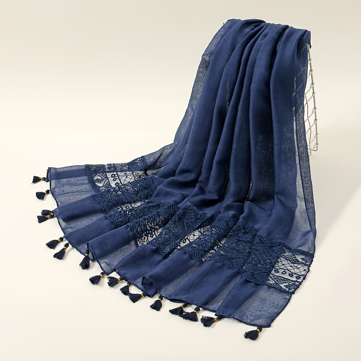 [Elegant Scarf] Elegant Embroidery Hollow Lace Tassel Scarf | Fashion Casual Cold Weather Scarves Wraps For Women for eid