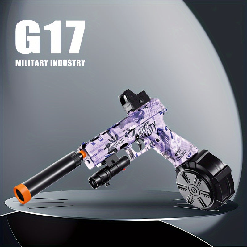 G17 Electric Gel Jet Ball Toy Gun 7.4v High-Speed Continuous Firing Upgrade Highly Assembled Toys, Manual/Auto Dual Mode, Outdoor Fun Team Shooting Activity Game, Christmas Gift, Bullets Not Included