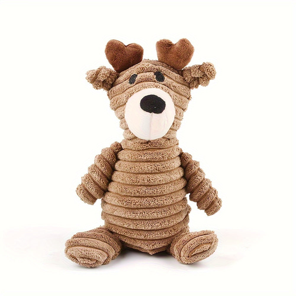1pc Durable Squeaky Plush Dog Toy - Cute Cartoon Animal Shapes in Pink, Blue, & Green, Soft Chew & Play Toy for All Breeds, Ideal for Indoor Puppies & Senior Dogs, Puppy Toys