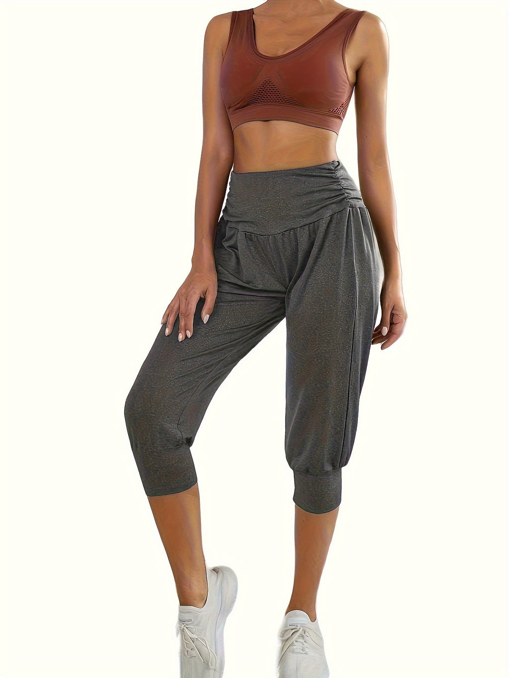 Stylish Women's Capri Pants - Comfortable Solid Loose Fit, Breathable Fabric, Perfect for Yoga, Workout, Sports, and Casual Wear - Summer Activewear Essentials