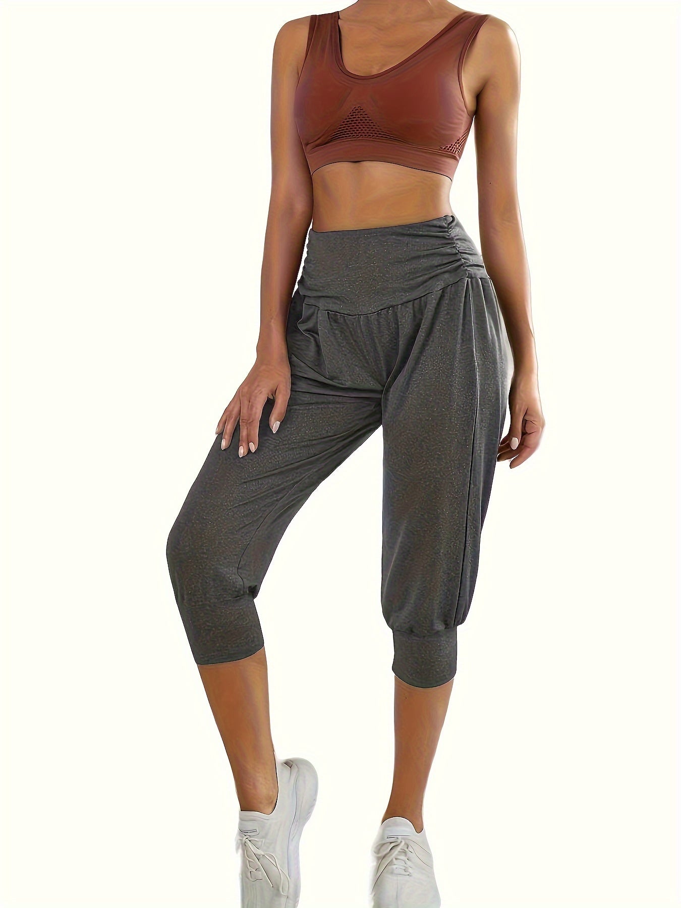 Stylish Women's Capri Pants - Comfortable Solid Loose Fit, Breathable Fabric, Perfect for Yoga, Workout, Sports, and Casual Wear - Summer Activewear Essentials