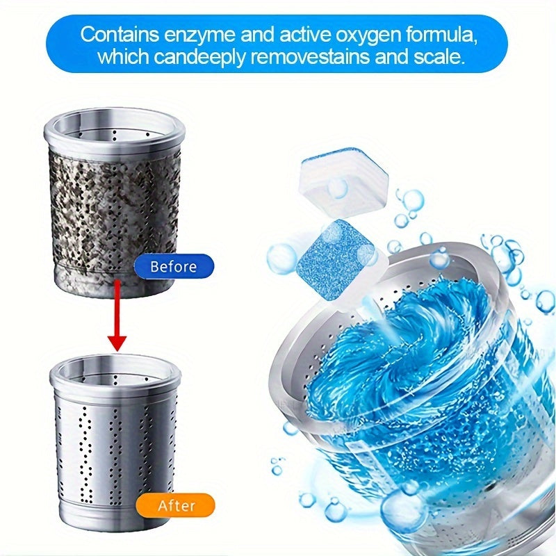 12pcs, Washing Machine Slot Cleaner, Washing Machine Cleaning Effervescent Tablets, Strong Descaling Deodorant Effervescent Tablets, Effervescent Cleaning Tablets To Remove Stains, Cleaning Supplies