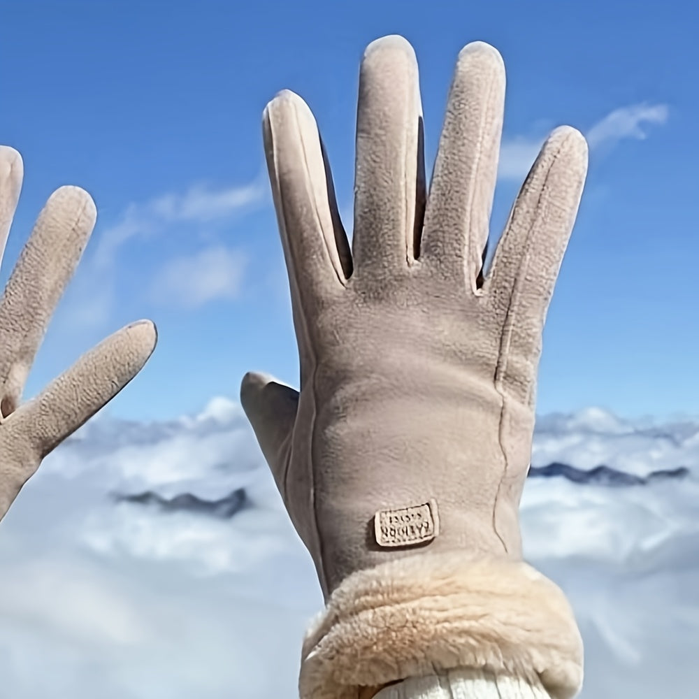 Pair of Thickened Warm Winter Gloves, Unisex Touchscreen Gloves for Outdoor Skiing and Cycling