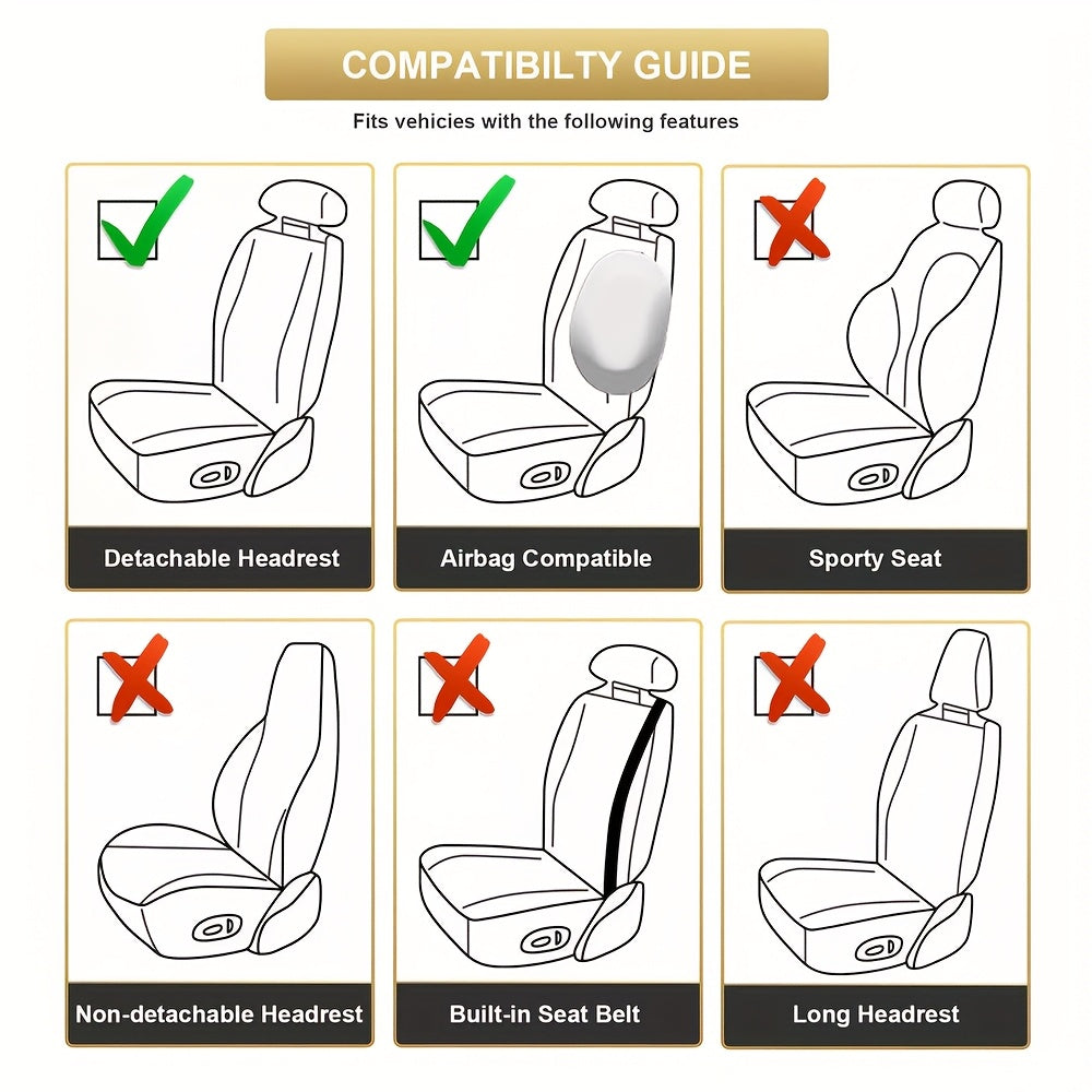 5-Seat Full Set PU Leather Car Seat Covers - Premium Comfort, Full Surround Protection