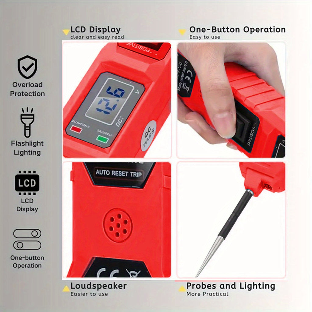 Automotive car voltage panel and Car Vehicle Circuit Tester with LED Voltage Display, USB Power, Compatible with 3.5-36V DC Automotive Electrical Systems, Digital Multimeter Probe with Clips