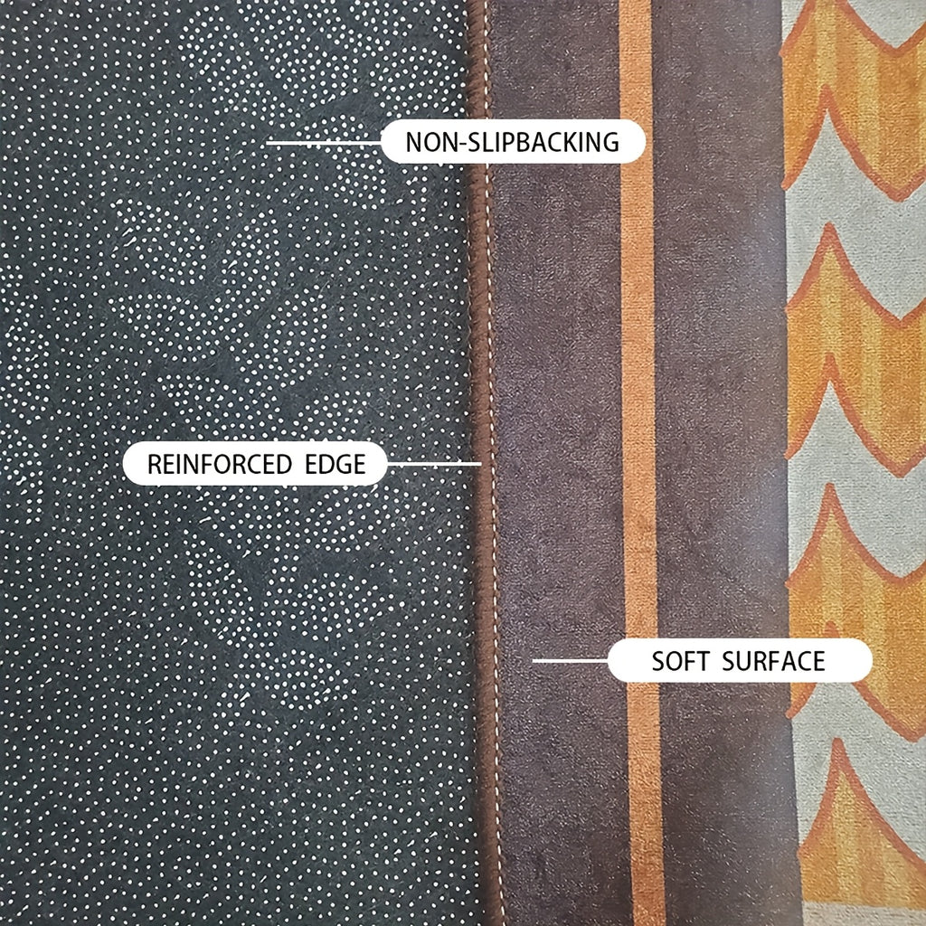 Open Golden Velvet + 800g per square meter + Non-slip PU bottom + Bottom PU floral pattern craft 1pc Golden Velvet Home Decor Abstract Art Minimalist Pattern Mat Modern Versatile Decoration Style, Living Room Mat, Sofa Mat, D