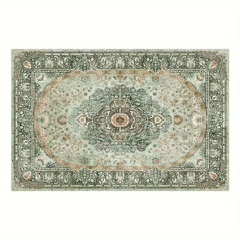 Large Living Room Carpet in Bohemian Style - Imitation Cashmere, Soft, And Washable Mat for Dining Rooms, with Anti-Slip Backing Suitable for Offices And Bedrooms. Ideal for Home Decoration, Including Green Bathroom Rugs