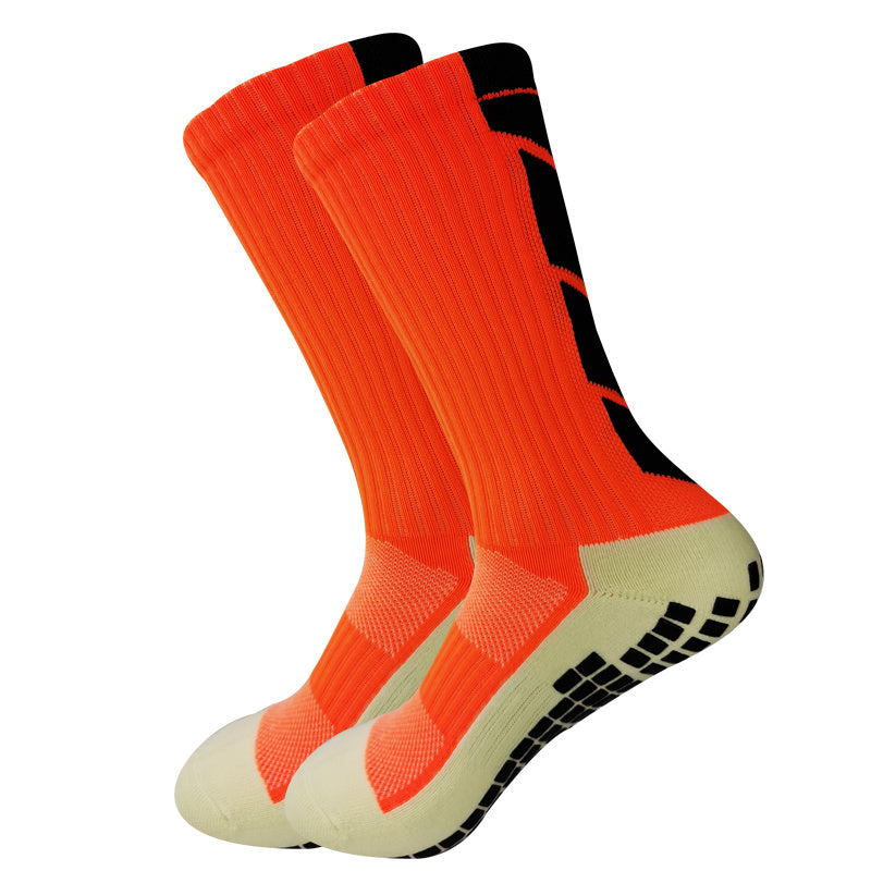 Non-Slip Rubber Grip Cushioned Soccer Socks - Anti-Slip Training Socks with Non-Slip Traction, All-Season Athletic Socks for Football, Basketball, Running, Hiking