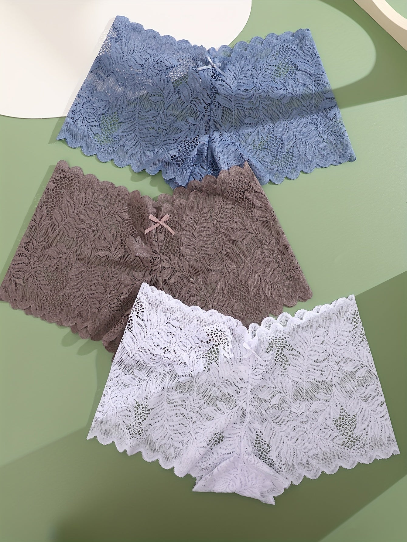 [Sexy Low Waist] Women's Sexy Low Waist Panties | 3pcs Set | Contrast Lace