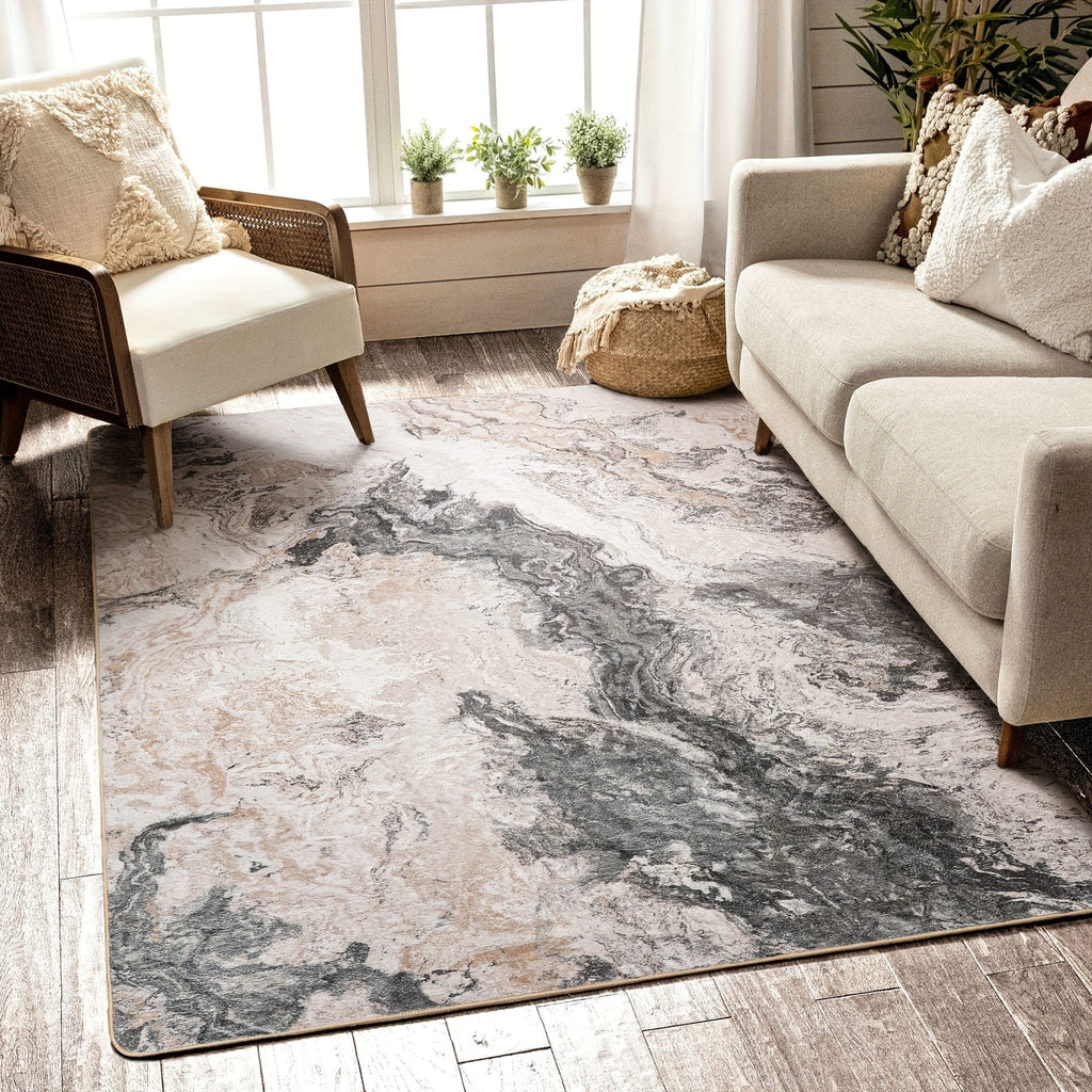 Area Rugs for Bedroom Abstract Machine Washable Vintage Rugs Distressed Modern Print Throw Rug for Living Room Aesthetic, Non Slip Carpet with Gripper