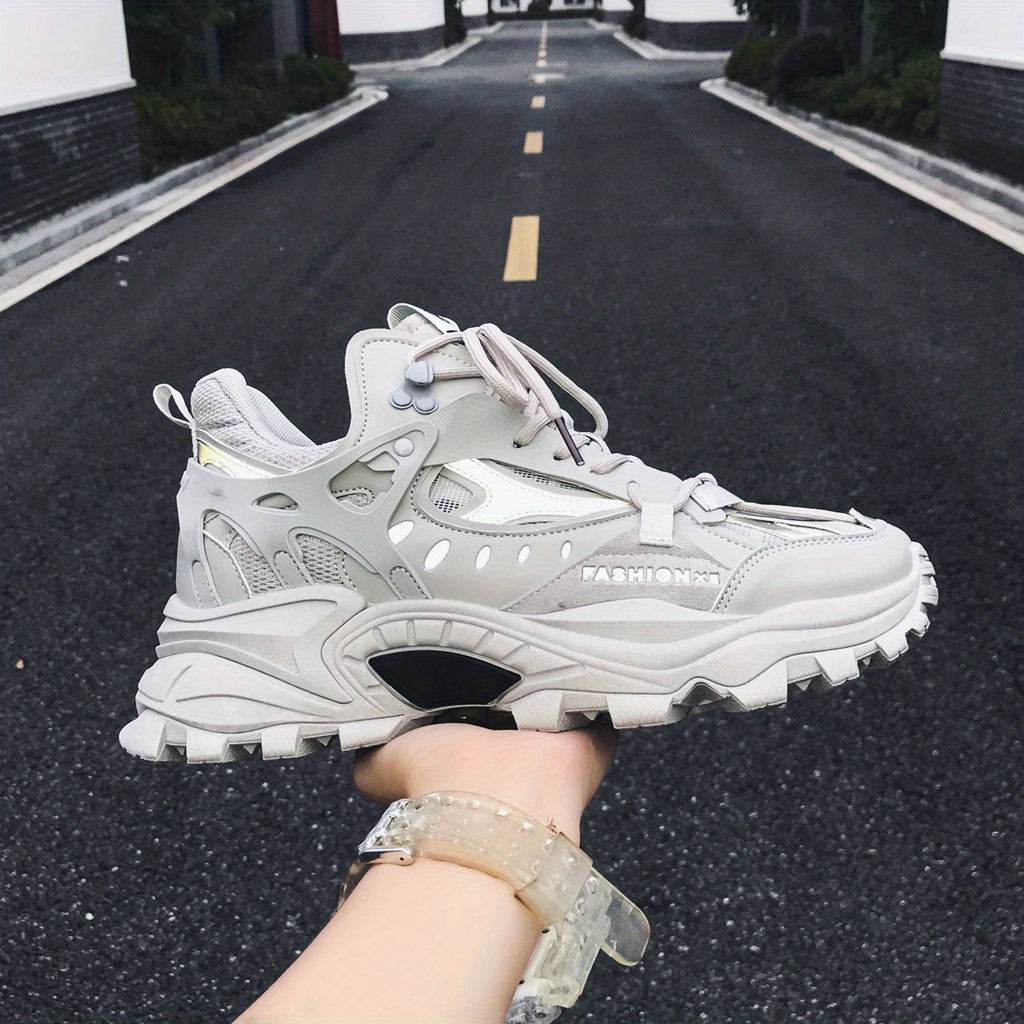 [1 Pair Men'S Cloud Pattern Sneakers] Round Toe Lace-Up  Athletic Sneakers, Sports , Breathable Fabric