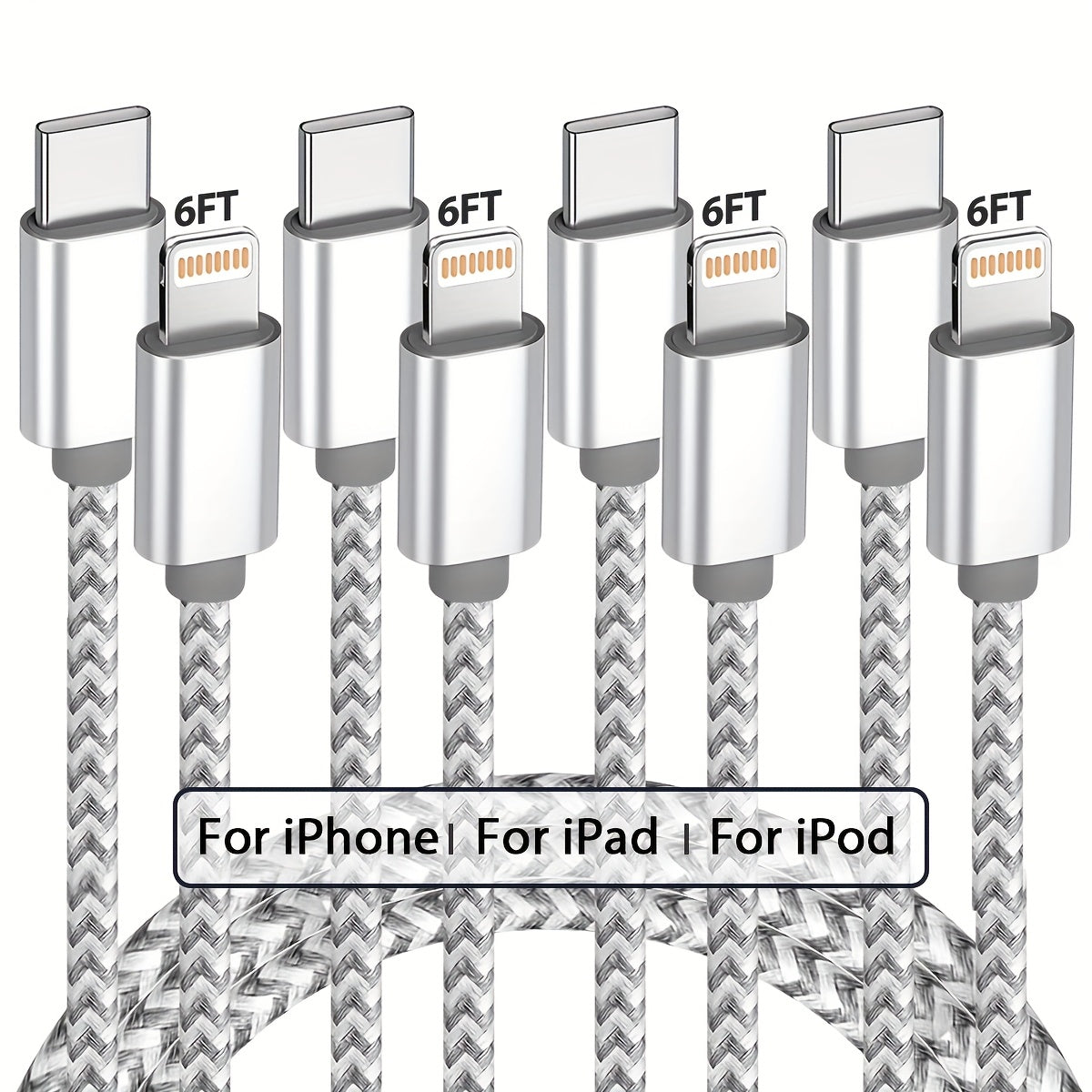 [MFi Certified] USB C to ios Cable 3 Pack 6ft for iPhone Charger Cables Nylon Braided Type C