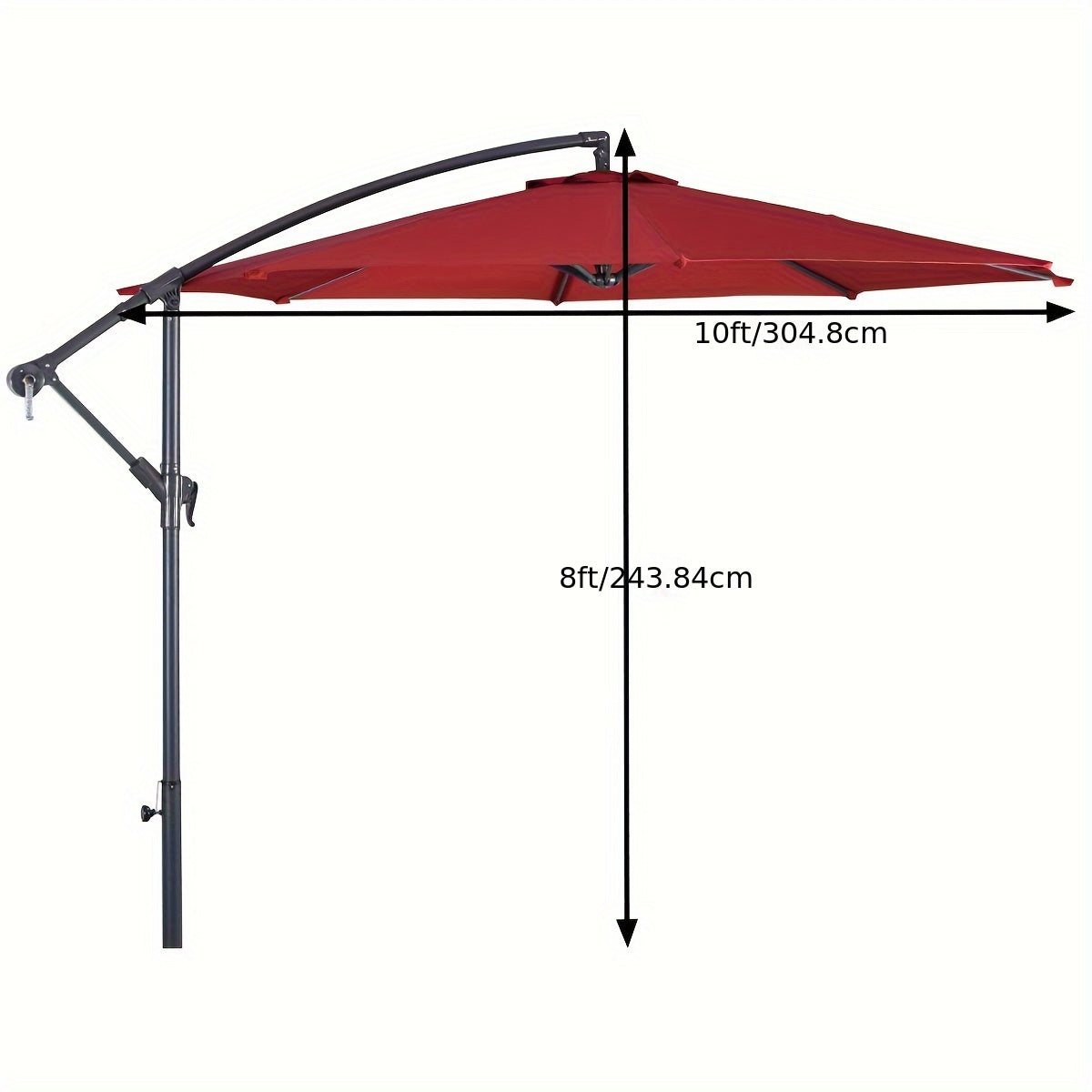 1pc 10ft Classic Burgundy Hanging Umbrella - Water-Resistant, UV Protection, Offset Patio Sun Shade with Sturdy Cross Base - Perfect for Outdoor Market, Garden, or Backyard Events