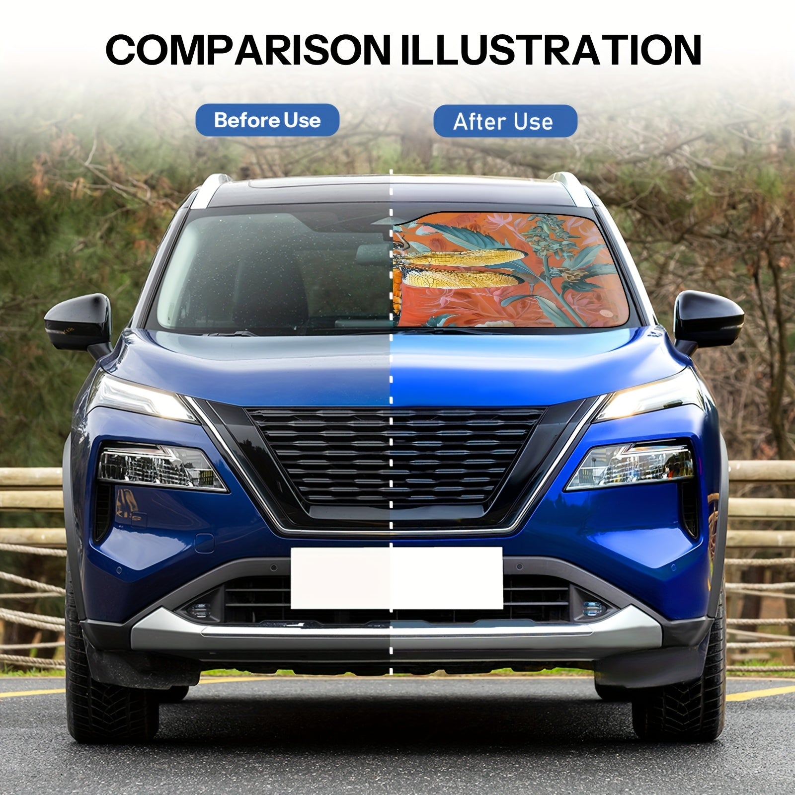 Sun Protection, 1pc Butterfly-Themed Windshield Sunshade for Cars, Foldable, Easy to Install, Universal, UV Protection And Heat Dissipation, Automotive-Interior Accessories, A Gift for My Father