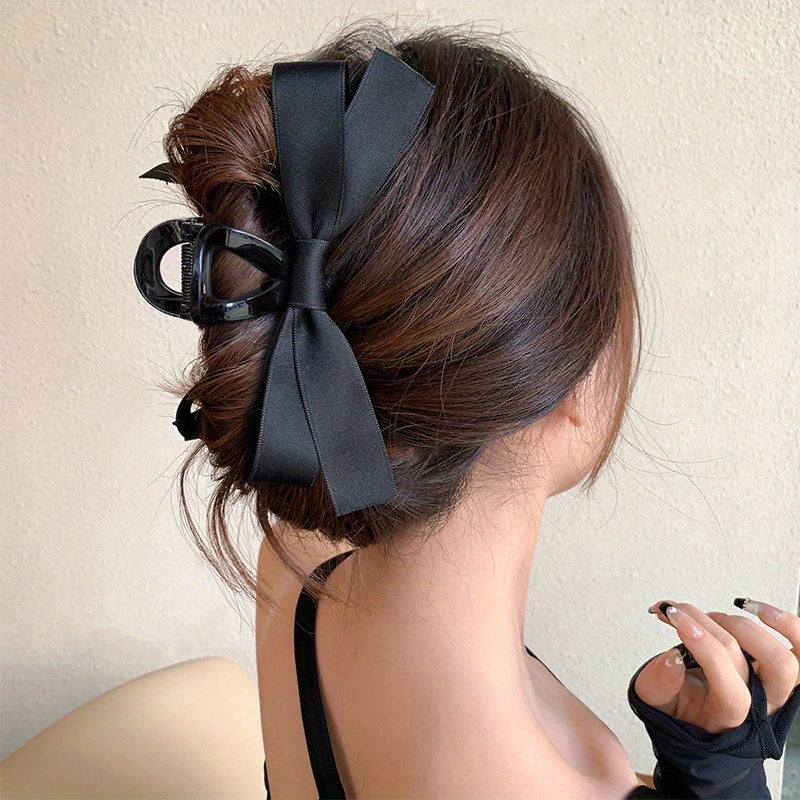 1pc Large Black Bow Hair Claw Clip for Women & s - Elegant Minimalist Hair Accessories with Secure Hold for Ponytails, Buns, Braids -