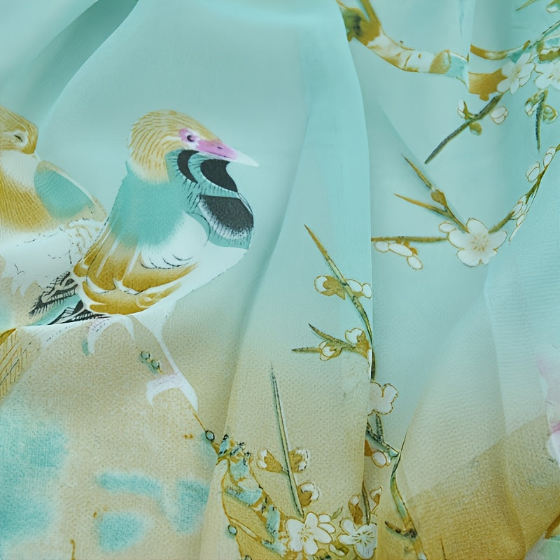 Elegant Thin Chiffon Scarf |, Animal Print, Breathable, Windproof, Decorative, Suitable for Weekend Casual, Machine Washable