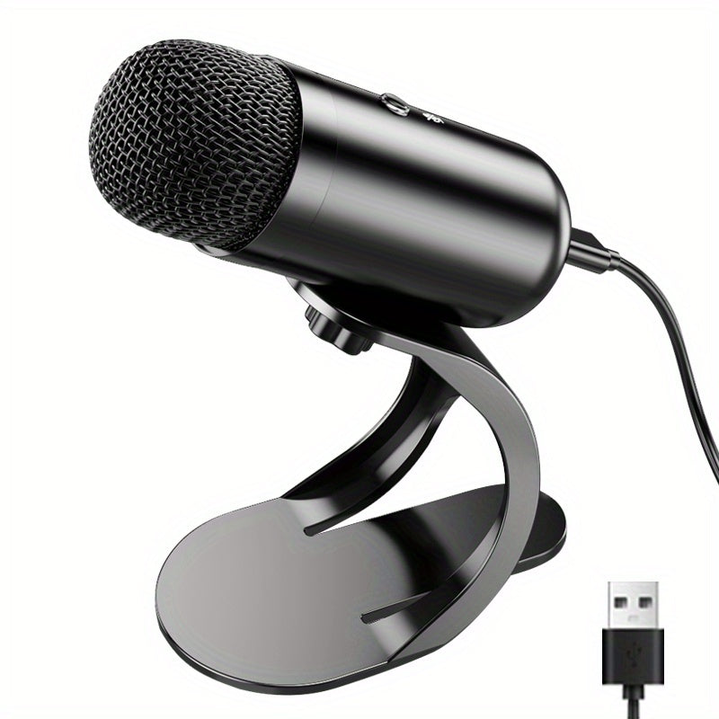 Professional USB Microphone Kit Plug & Play for Studio, E-sports, Singing The microphone used for computers is easy to use and has clear sound quality