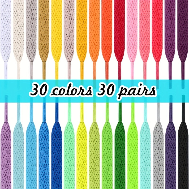 1pair Color Shoelaces Flat Sneakers Canvas Sports Shoelaces, Available In Multi Colors, Matching Use For Men Women