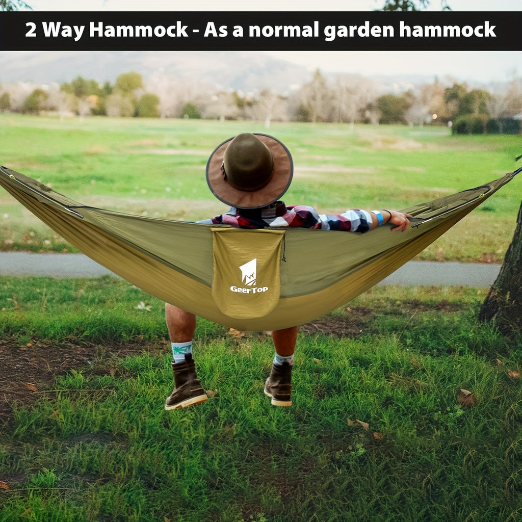GEERTOP 3in 1 Outdoor Hammock with Mosquito Net Sun Shelter, Double Sleep Rest Camping Hammock for Backpacking Travel Garden Park