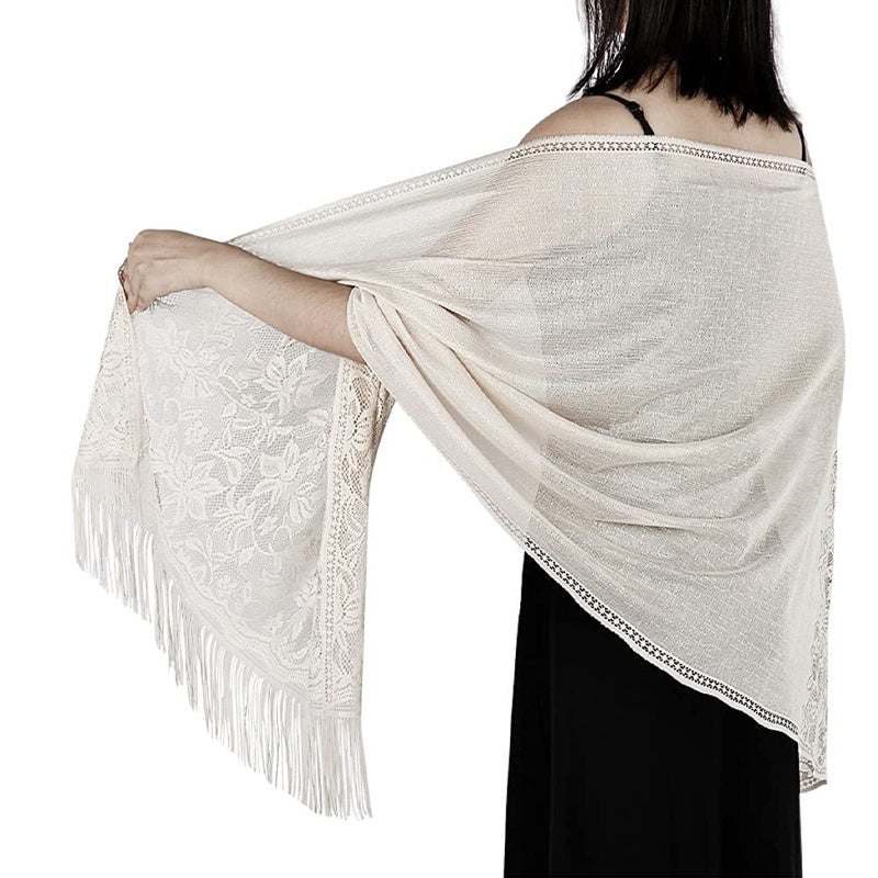 Solid Shawls Wraps For Evening Dresses Lightweight Scarfs For Women With Fringe Floral Lace Scarf For Wedding Party