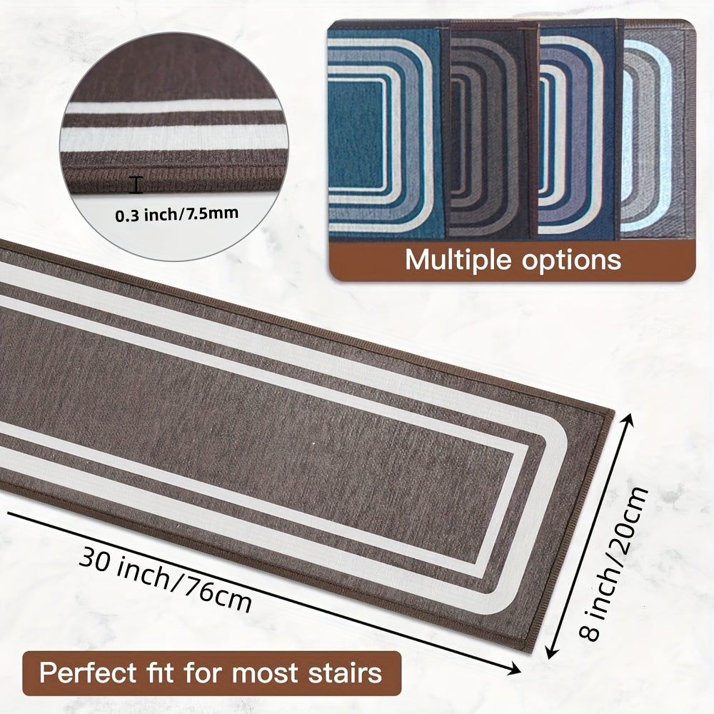 7/14pcs Stair Treads For Wooden Steps Indoor, Carpet Stair Treads Non Slip For Your Family And Pets, Peel And Stick Edging Stair Runners Rugs, 8x30inch