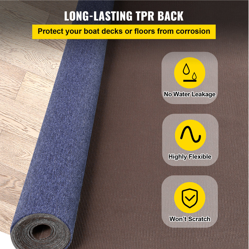 VEVOR Deep Blue Marine Carpet 6 ft x 39.3 ft, Boat Carpet Rugs, Indoor Outdoor Rugs for Patio Deck Non-Slide TPR Water-Proof Back Outdoor Marine Carpeting Outdoor Carpet