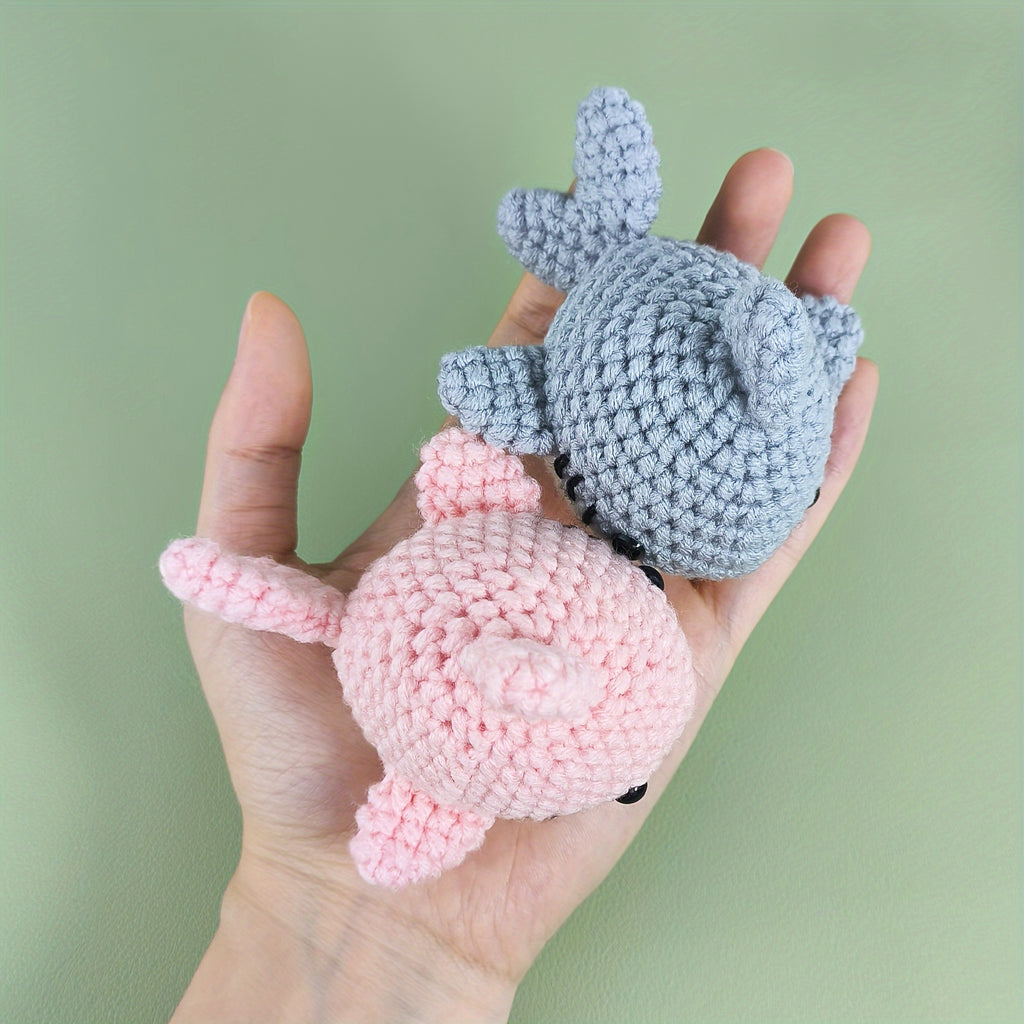 Jeslon 4-Pack DIY Crochet Shark Doll Kit with Yarn, Hooks, Stitch Markers,