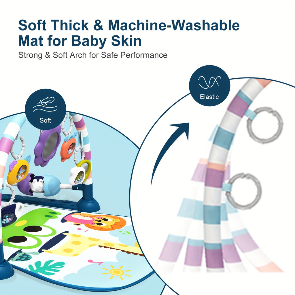 Youngsters Play Mat Youngsters Gym, Funny Play Piano Tummy Time Youngsters Activity Gym Mat with 5 Youngsters Learning Sensory Youngsters Toys, Music And Lights Boy & Girl Gifts for Youngsters Youngsters 0 to 3 6 9 12 Months