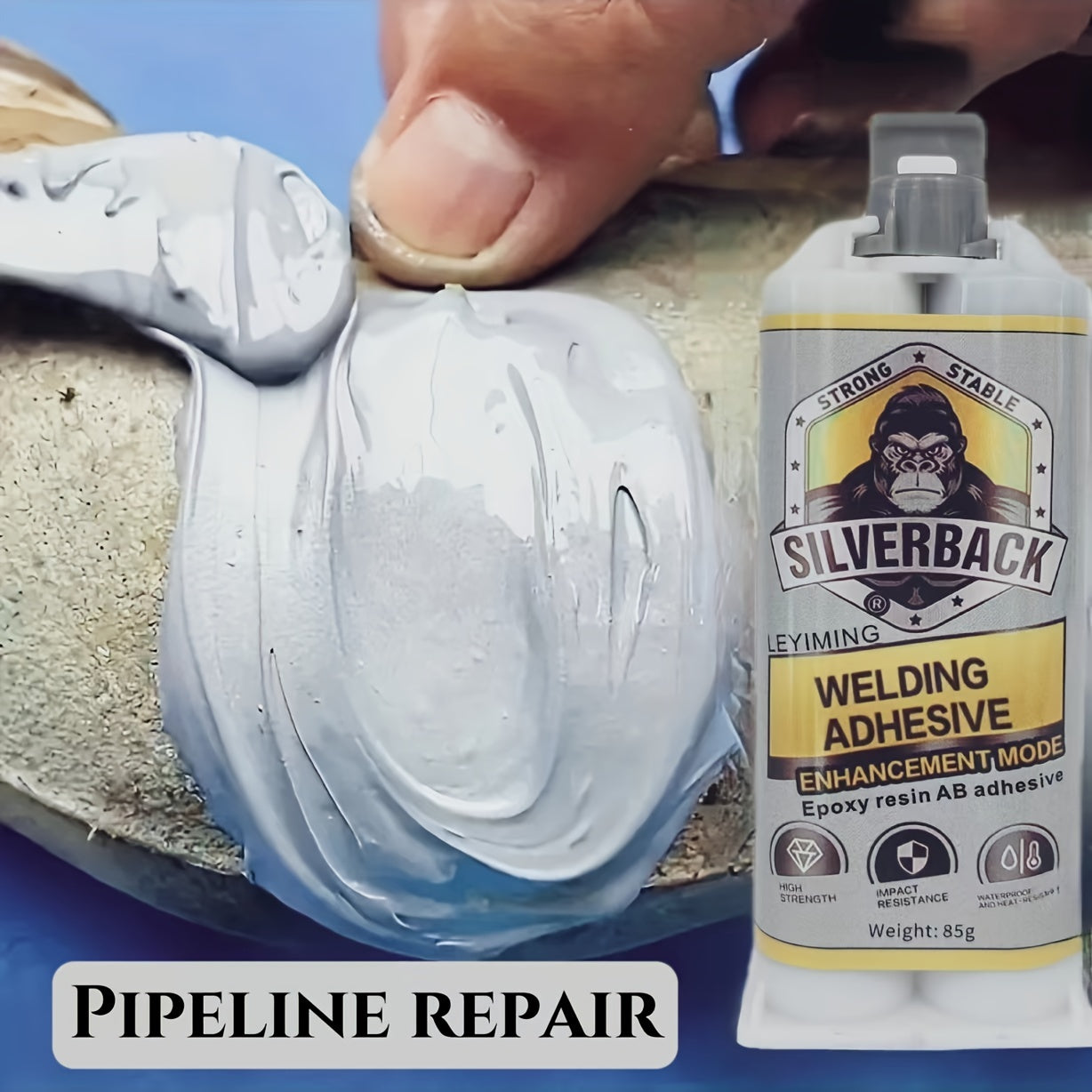 High Strength Pipeline Repair Epoxy Adhesive, Metal Cast Patching Putty, Waterproof Heat-Resistant Leak Sealant for Plumbing & Automotive, Drillable & Sandable, Non-Toxic Odorless - 85g Bottle