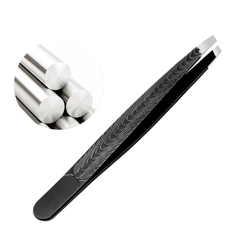 Precision Tweezer Hair Plucker for Men and Women - Slant Tip for Easy Hair and Eyebrow Grooming - Black