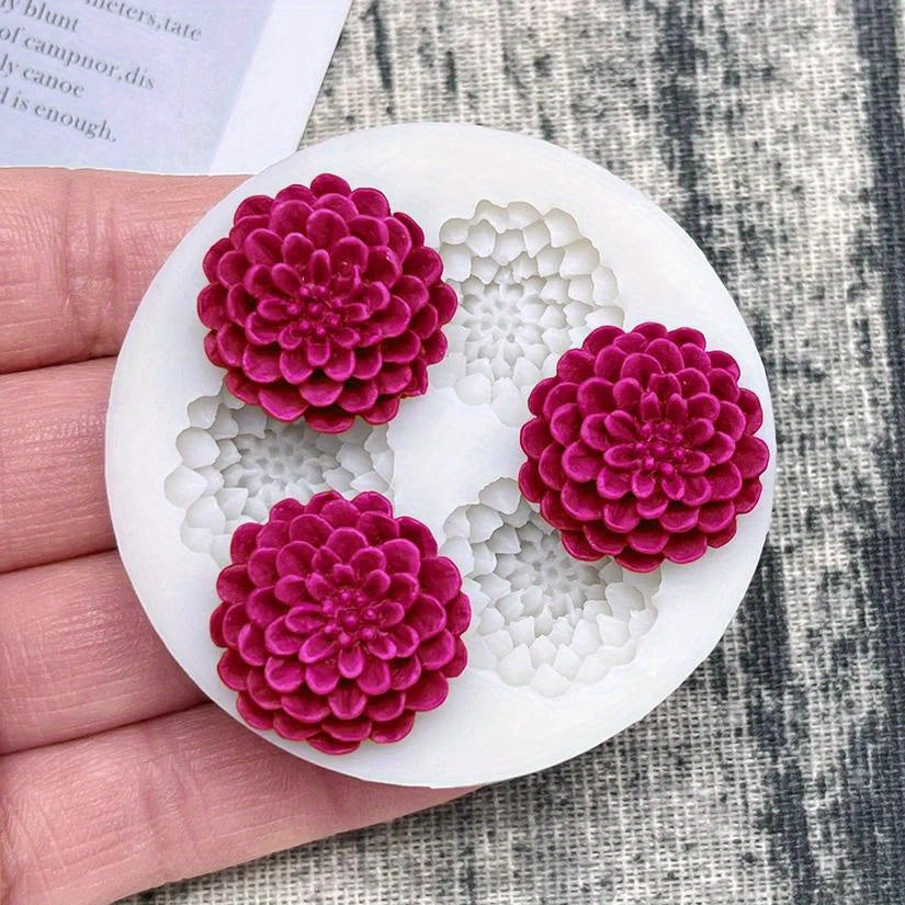 2pcs, 2.76-Inch Large Dahlia Silicone Molds, Suitable for Making Candles, Aromatherapy, Handmade Soap, Clay, Plaster, And Crafts