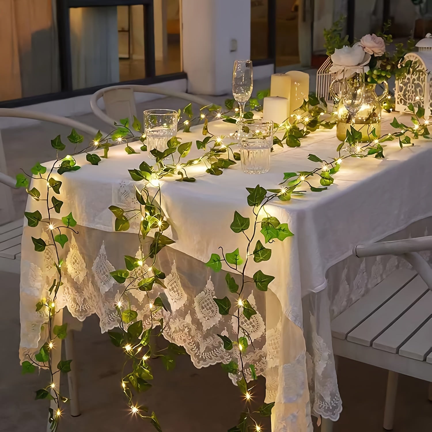 1pc Kinpho Enchanting Green Leaf & Maple LED String Lights - Battery-Powered, Warm Glow Copper Wire with Realistic Greenery for Outdoor Dining, Garden, Balcony, Weddings, and Christmas Decor Halloween decorations, Chrismas de
