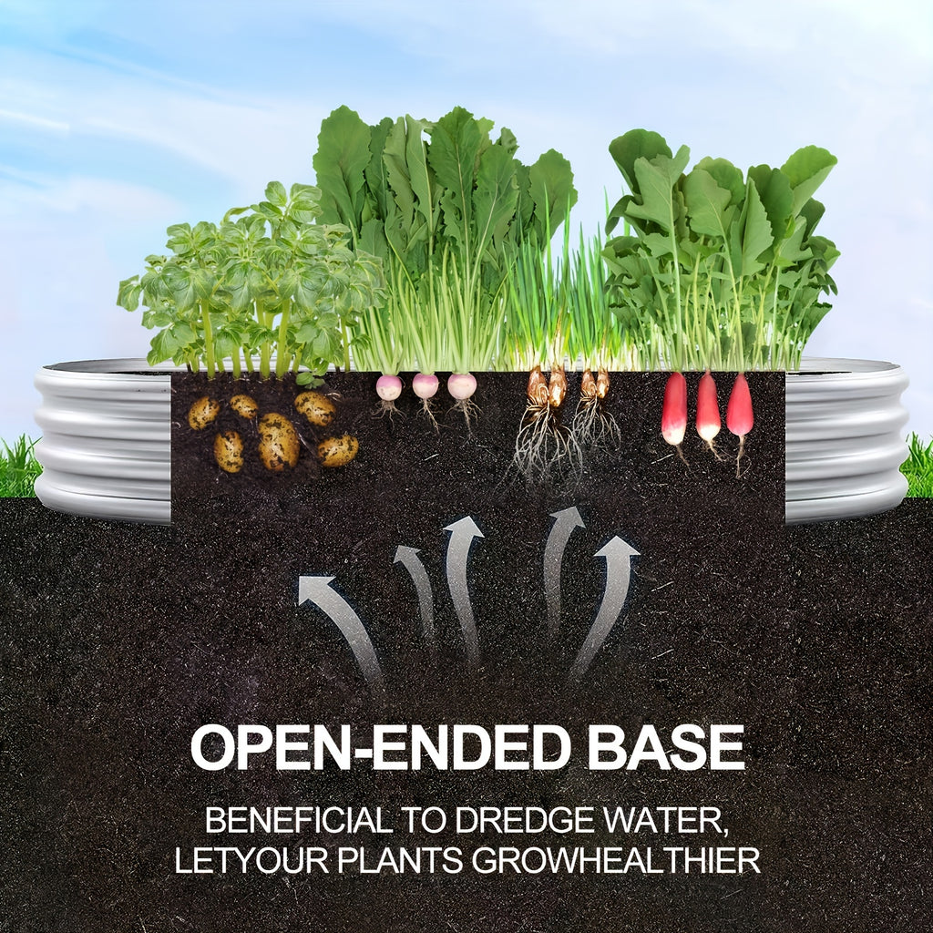 2pack Galvanized Raised Garden Bed Kit, Galvanized Planter Garden Boxes Outdoor, Oval Large Metal For Vegetables