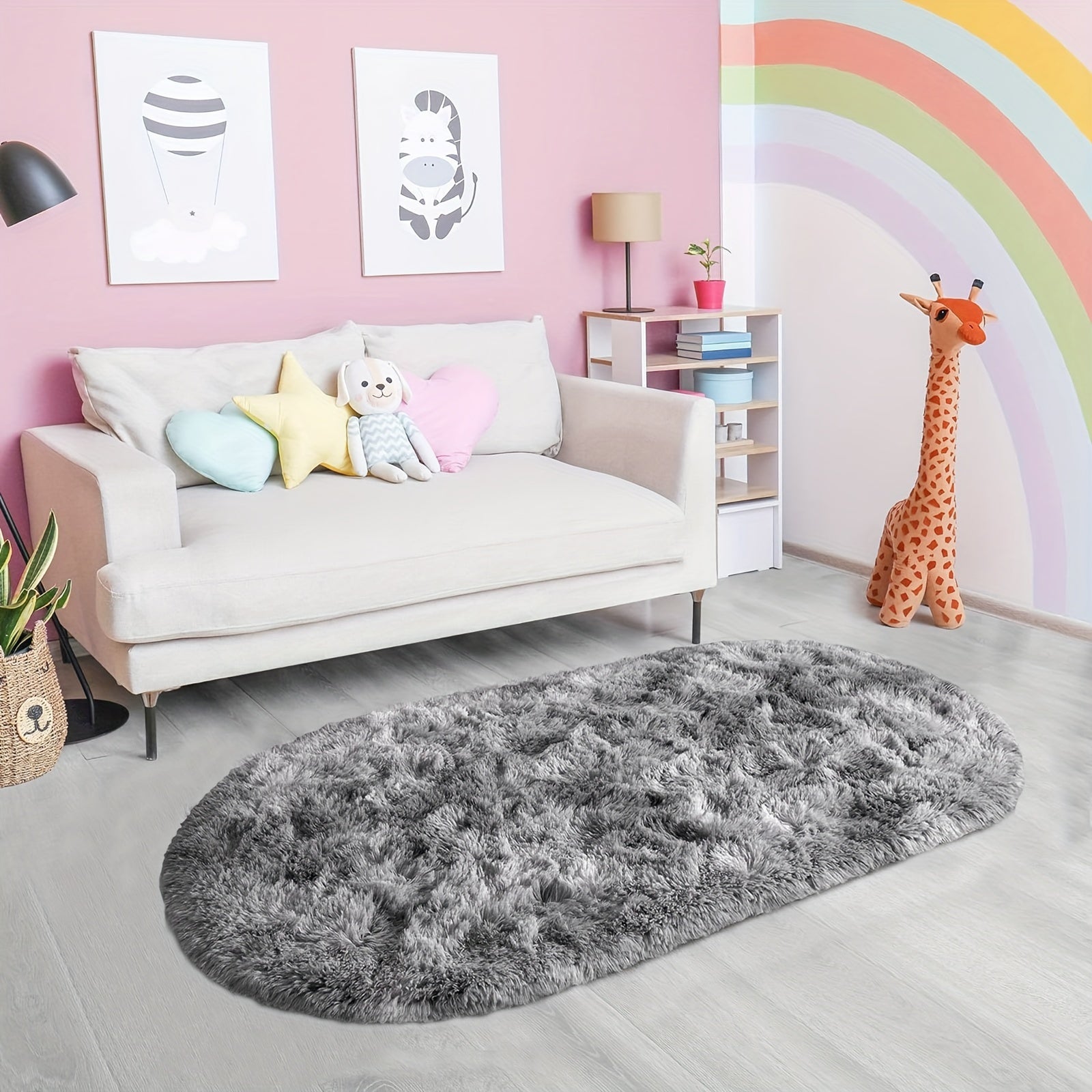 Luxurious Light Gray Plush Bedroom Mat - Soft, Skin-Friendly & Easy Care, Non-Slip Backing, Cozy Warm Mat for Home Decor, Rugs for Bedroom