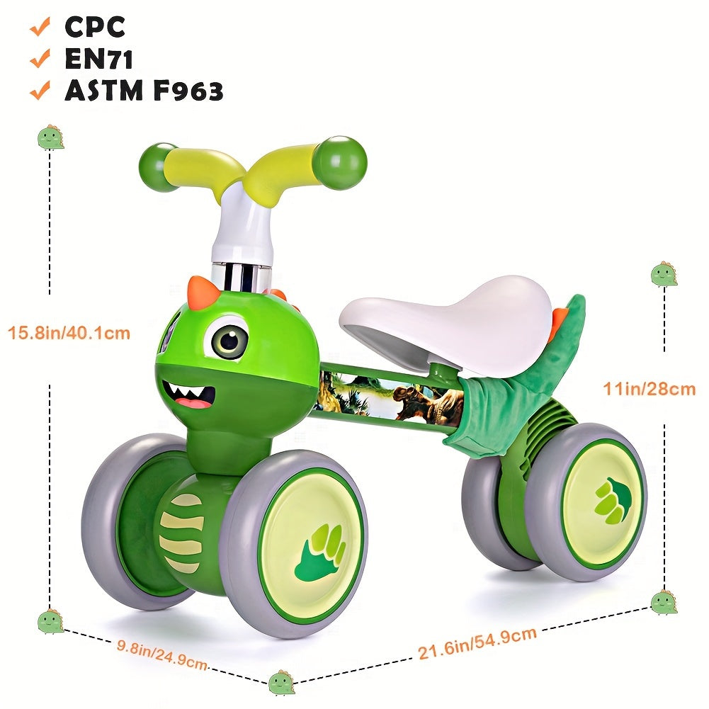 Baby Balance Bike Toys for 1 Year Old Boys Girls, 10-36 Months Toddler Bike, Non-Pedal 4 Silent Wheels Riding Toys Indoor Outdoor, First Birthday Gifts, Kids Pre-School First Bike Dinosaur