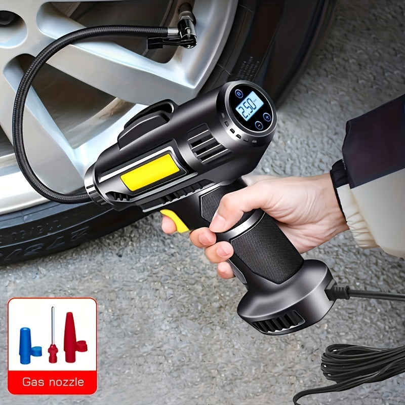 120W multi-function portable automotive air compressor, wired/wireless handheld automotive air pump electric, automotive tire inflator with LED lights