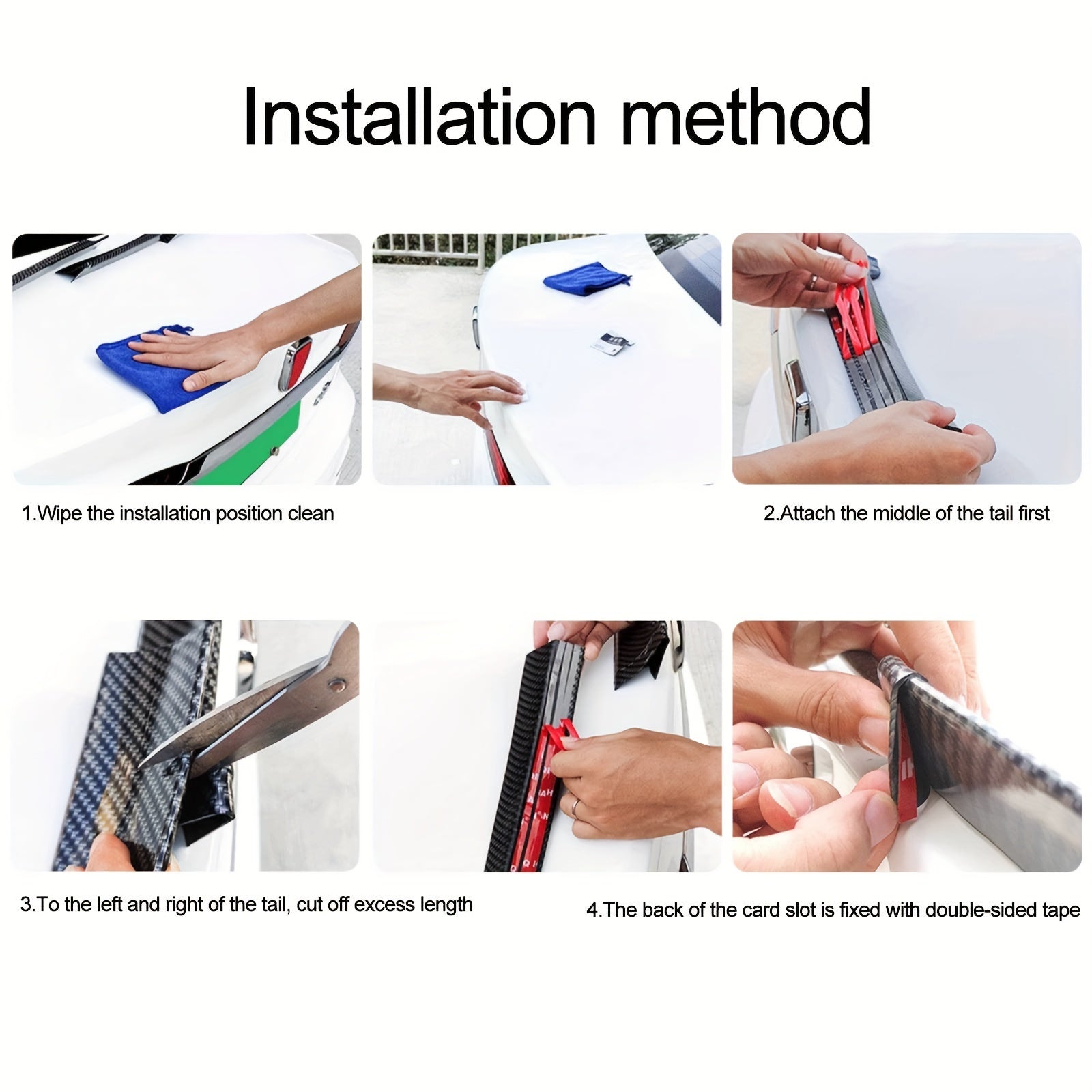 Automotive tail, external parts for automotive modification, general non-porous self-adhesive tail, carbon fiber patterned wind wing automotive external parts decoration supplies