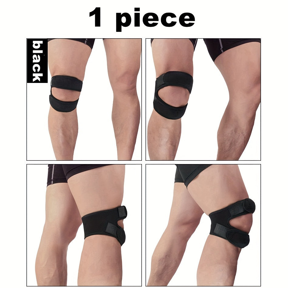 1pc FlexiSupport Elastic Knee Brace, Polyester & Nylon High Stretch Patella Stabilizer, Pull-On Knee Pad for Sports, Cycling, Mountaineering, Basketball, Soccer - Uncharged Knee Support Strap