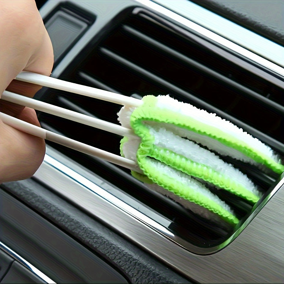 2-in-1 Car Vent Cleaning Brush - Multi-Functional Air Conditioner & Blinds Duster, Detachable and Washable for Door Partitions & Hard-to-Reach Corners