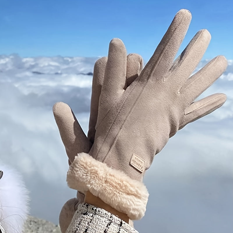 Pair of Thickened Warm Winter Gloves, Unisex Touchscreen Gloves for Outdoor Skiing and Cycling