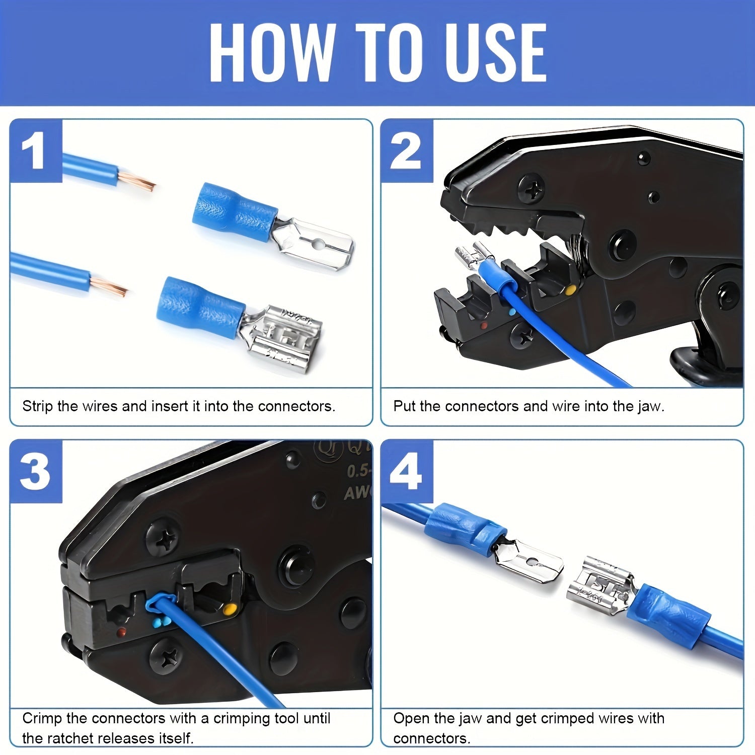 280pcs UMLIFE Spade Crimp Terminals with 5-in-1 Wire Stripper, Insulated Copper Connectors