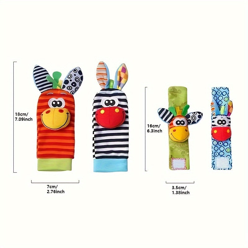 4pcs Baby Rattles Toys for 0-12 Month, Infant Girl Boy Toys for Babies 3-6 Months, Newborn Hand & Foot Toys for 0 to 9 Months, Baby Shower Gifts Set with Wrist Rattle Socks