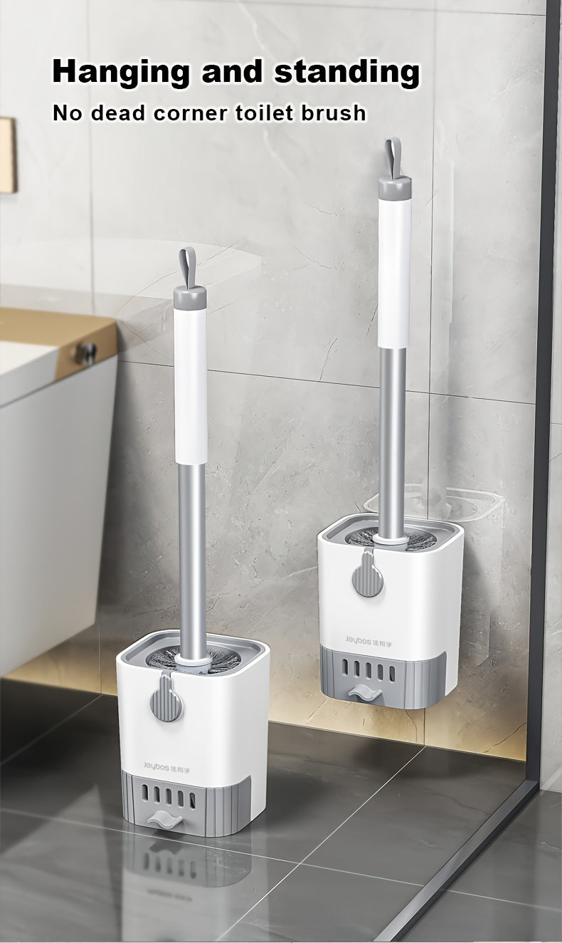 1 Set, Toilet Brush With Holder Set, Wall Mounted Long Handle Toilet Cleaning Brush With Holder, Flexible Toilet Bowl Cleaning Brush, No Dead Corner, Bathroom Cleaning Brush, Cleaning Supplies, Cleaning Tool, Back To School S