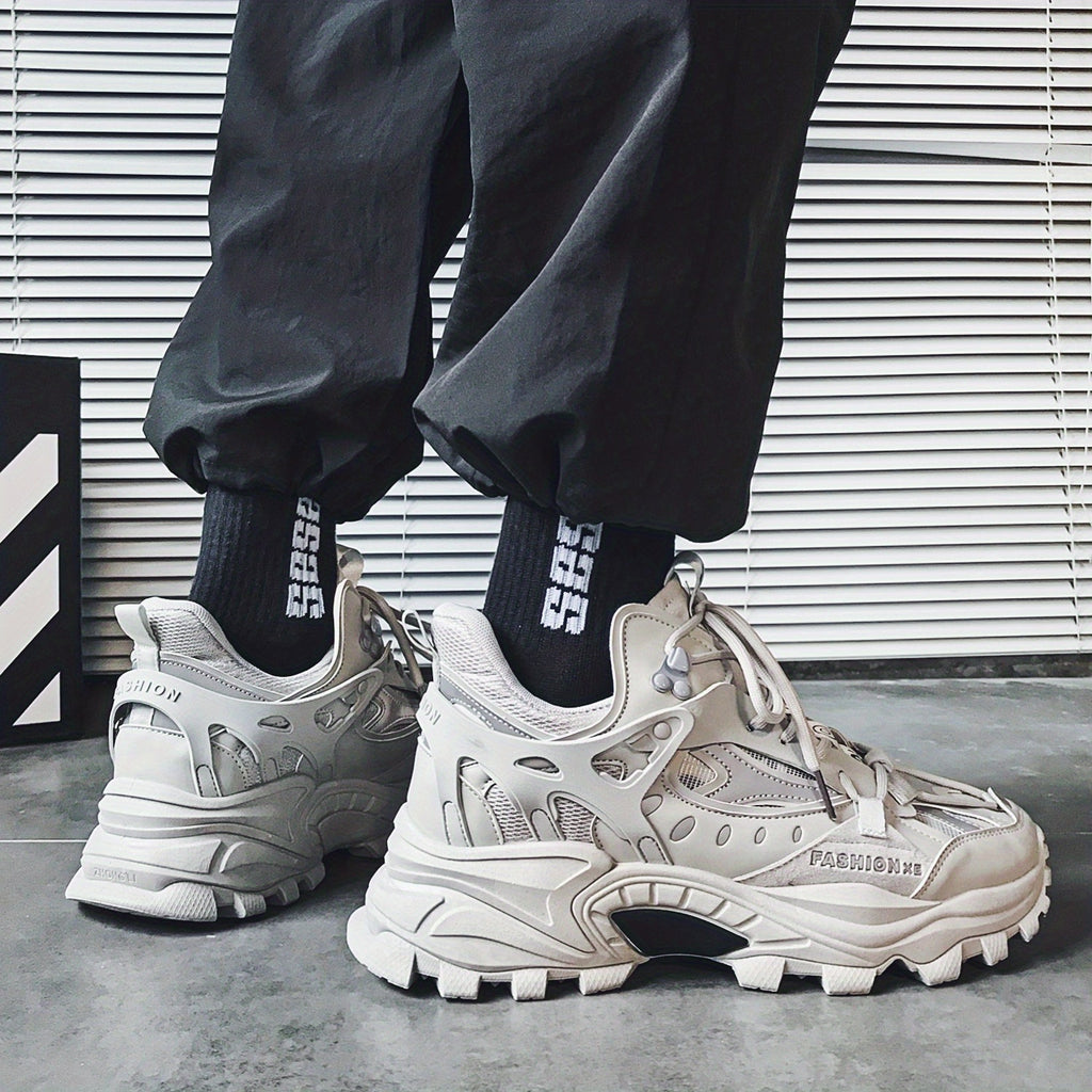 [1 Pair Men'S Cloud Pattern Sneakers] Round Toe Lace-Up  Athletic Sneakers, Sports , Breathable Fabric