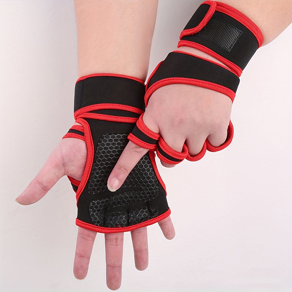 Half Finger Grip Gloves - Enhanced Wrist Support, Palm Protection, and Grip Enhancement for Weightlifting, Fitness, and Sports - Unisex, Breathable, and Comfortable