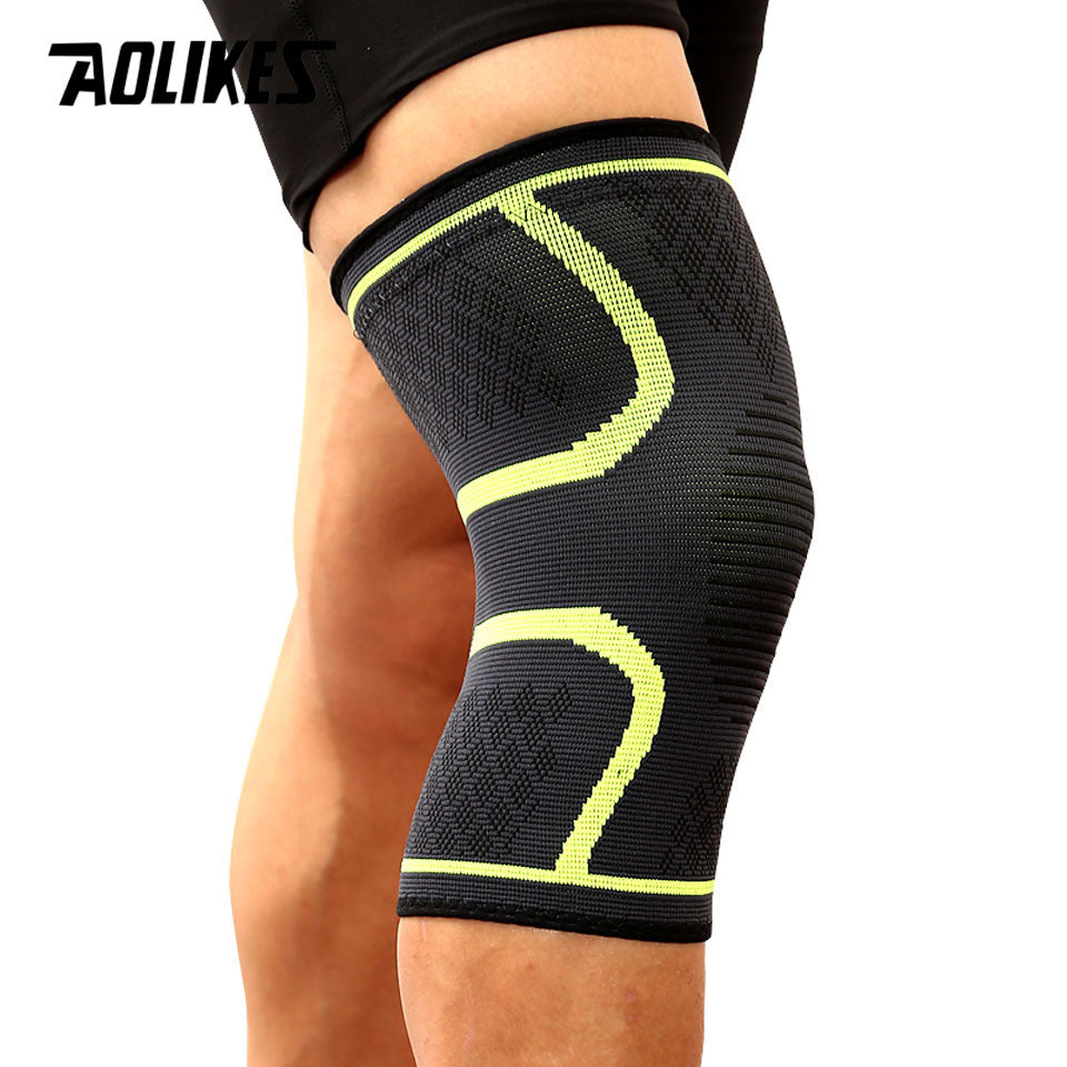 1pc AOLIKES Compression Knee Sleeve | Breathable, Non-Slip, Ideal for Running, Volleyball, Basketball, Yoga, Tennis, Football - Available in, Grey, Red