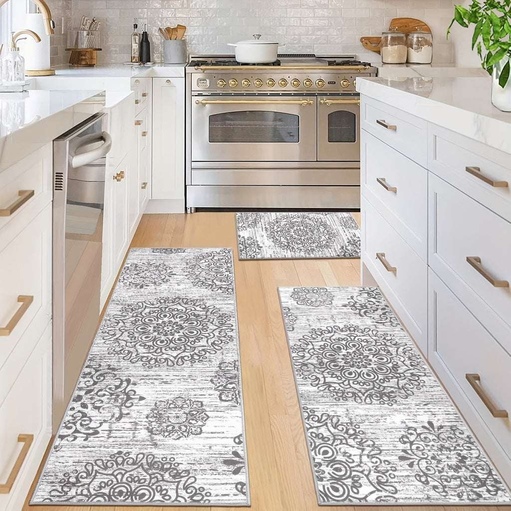 Farmhouse Kitchen Rugs Sets Of 3 Non Slip Washable Boho Kitchen Rugs And Mats for Floor Kitchen Runner Mat Floor Mat for Kitchen, Laundry, Hallways