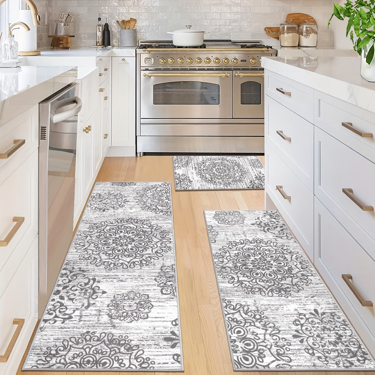 Farmhouse Kitchen Rugs Sets Of 3 Non Slip Washable Boho Kitchen Rugs And Mats for Floor Kitchen Runner Mat Floor Mat for Kitchen, Laundry, Hallways